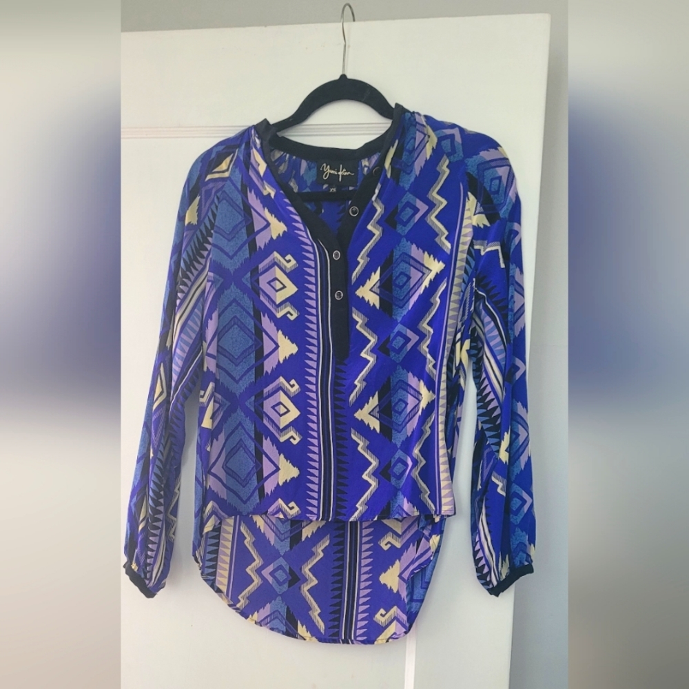 Yumi Kim Silk geometric blouse xs